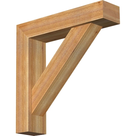 Ekena Millwork Traditional Block Rough Sawn Bracket w/ Offset Brace, Western Red Cedar, 6"W x 26"D x 26"H BKT0604X26X26TRA05RWR